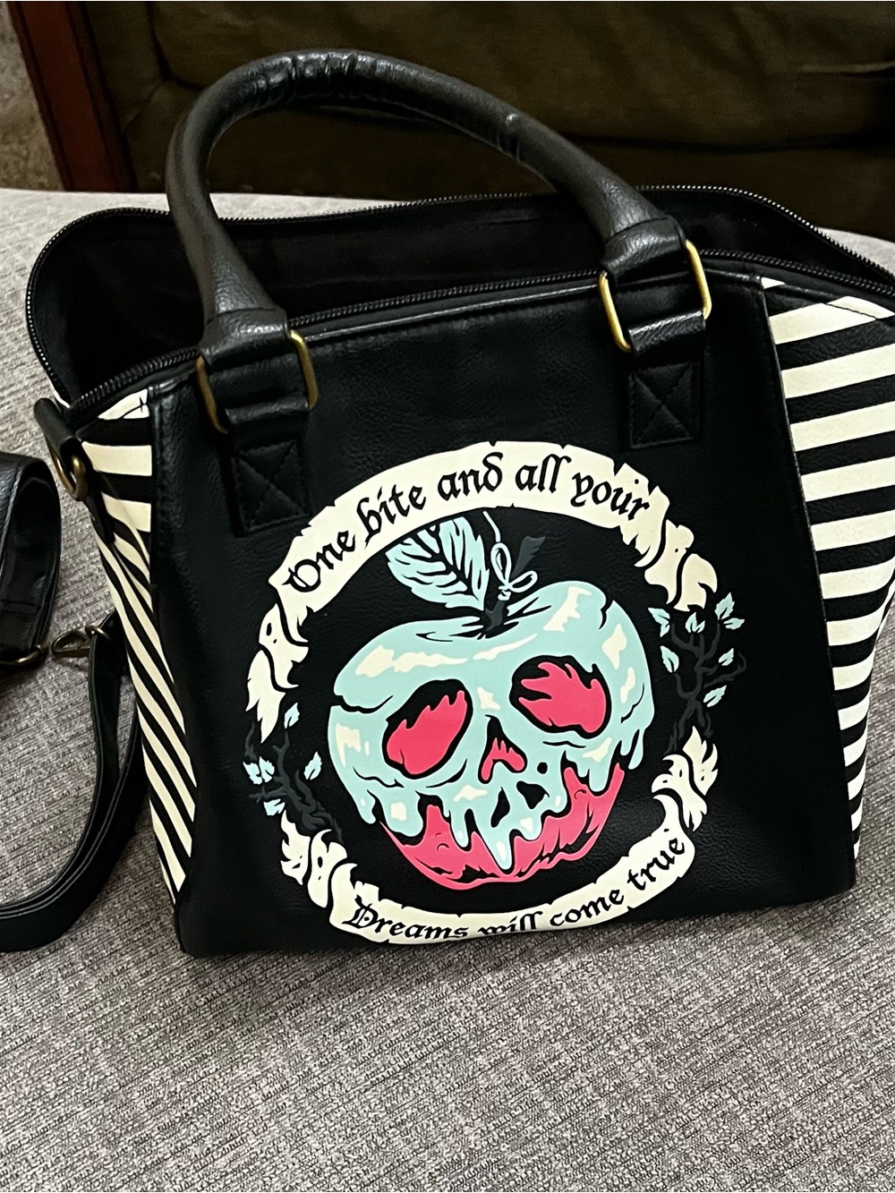 Disney Loungefly Black Graphic Poison Apple Satchel Bag